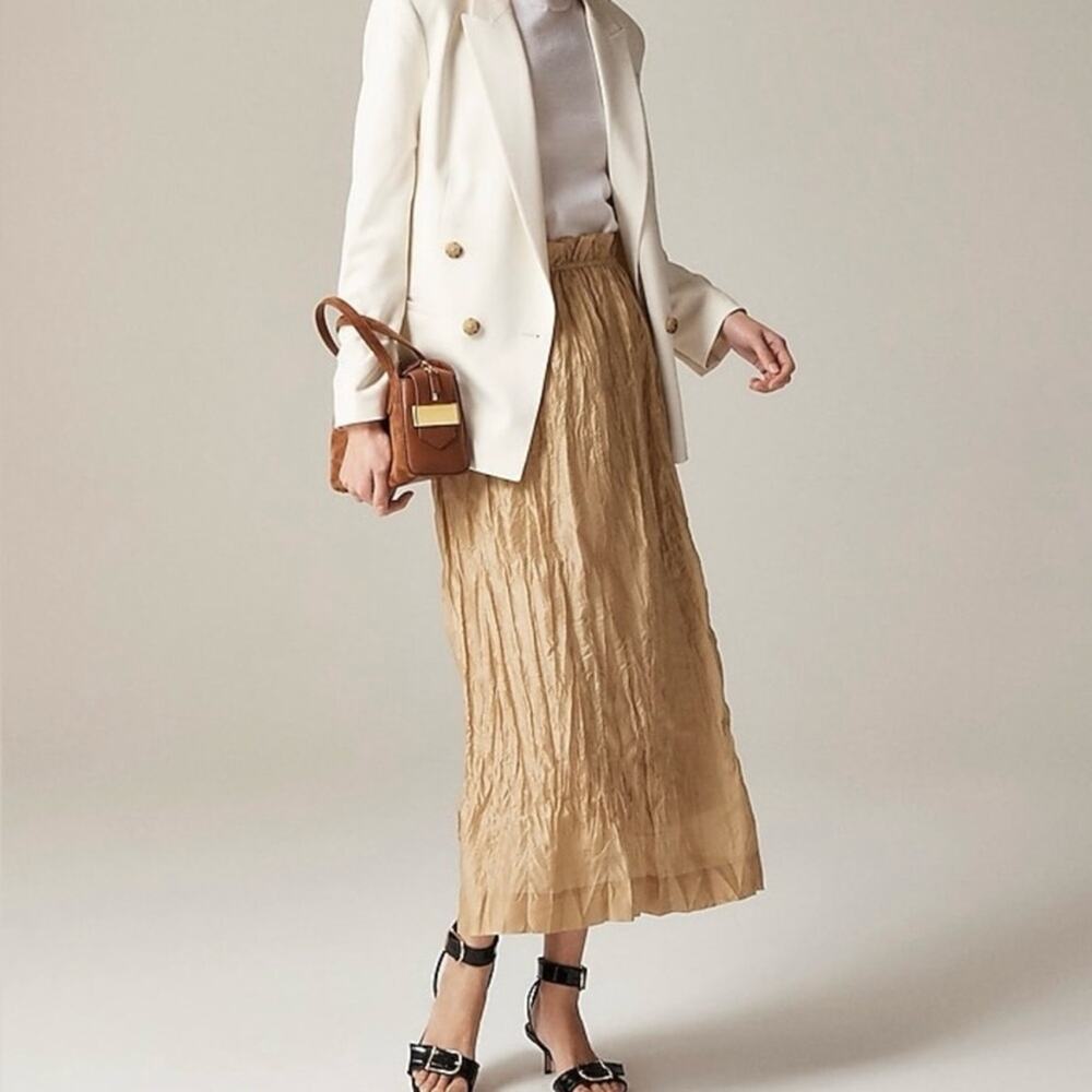 J. Crew Crinkled Gathered Waist Skirt Beautiful Neutral Color, Size Small, NWT
